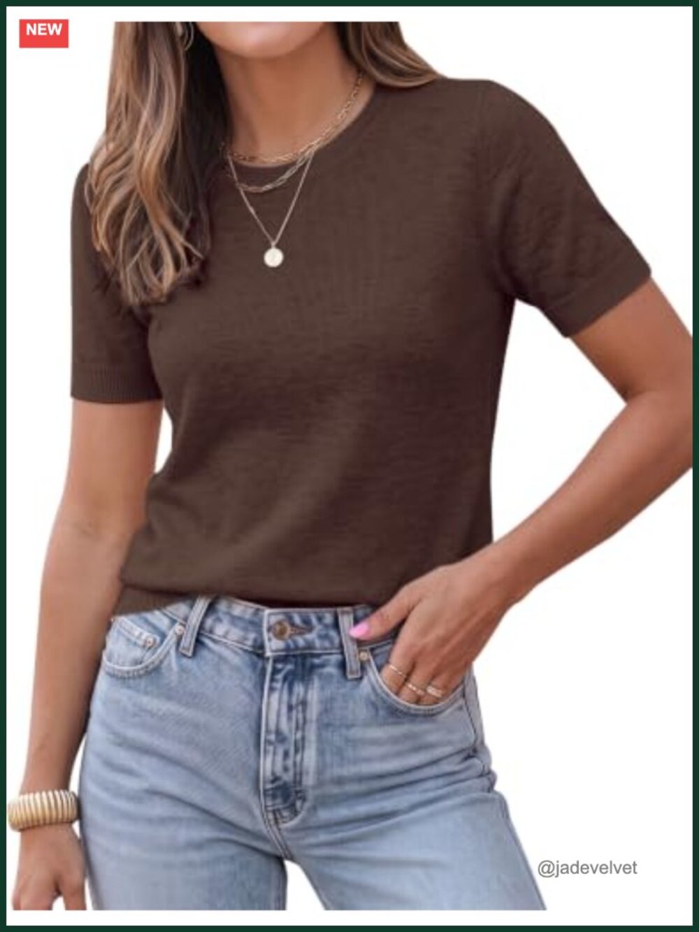 Wool Blend Short Sleeve Lightweight Sweater Business Casual Top
